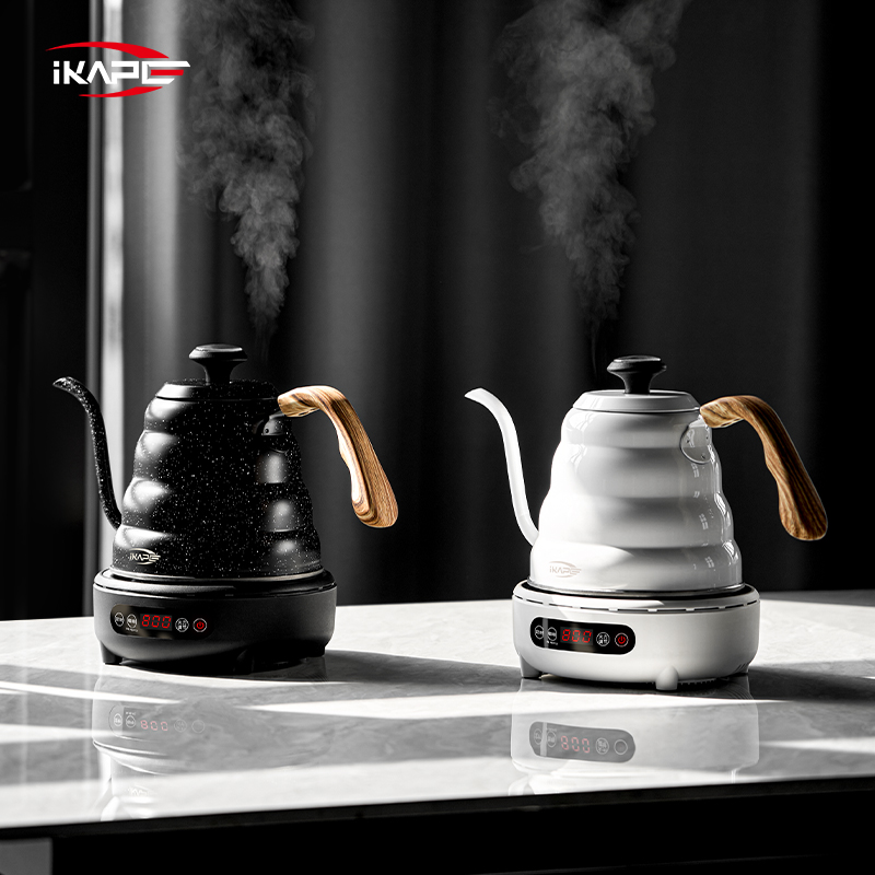 Electric Kettle Gooseneck - IKAPE Pour-Over Kaffeekessel & 220V Infrarot-Keramikkochfeld-Set,