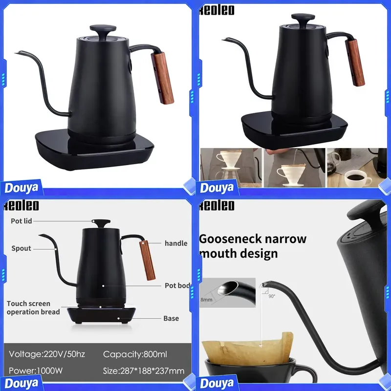 Electric Kettle Gooseneck - XEOLEO Kaffeekessel mit Schwanenhals 800ml Elektrischer