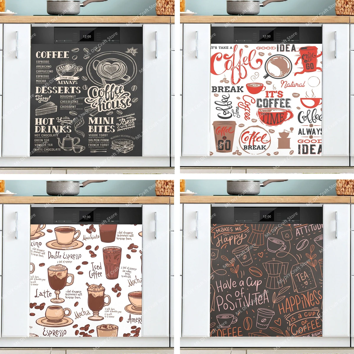 Kitchen Appliances Pictures - Retro Kaffee Themen Cafe Design Spülmaschine