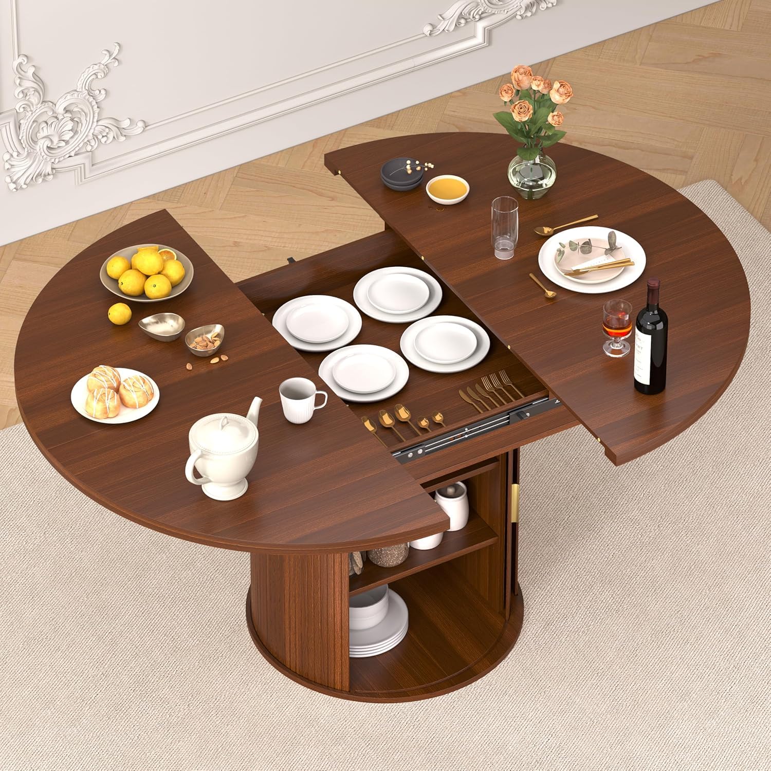 Ausziehbarer runder Esstisch:  – Kitchen Appliances Table Bewertung und Preis